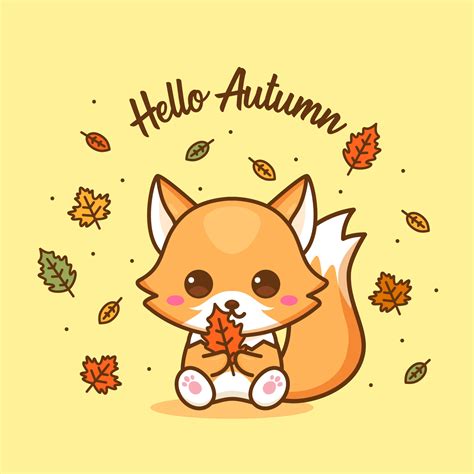 Cute Autumn Fox Mascot Illustration Vector Art At Vecteezy