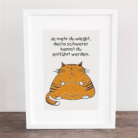 Poster Kunstdruck Cat Fat Diet Diät Küchenposter Katze Je mehr