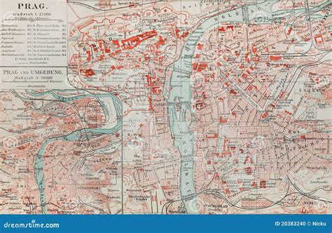 Old Map Of Prague Stock Photo Image Of Retro River 20383240