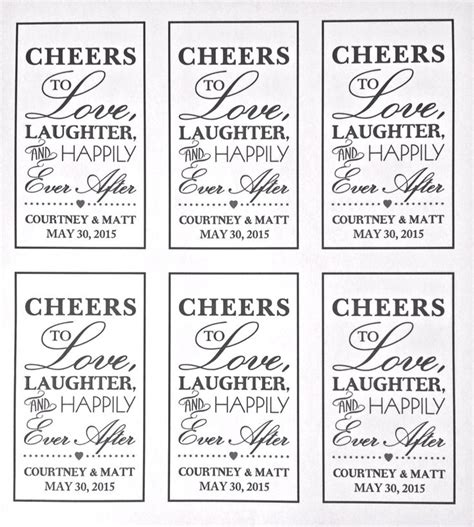 Cheers To Love Laughter And Happily Ever After Tags For Wine Bottle