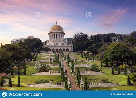 Bahai Gardens in Haifa, Israel. Tourist Attraction Stock Photo - Image ...