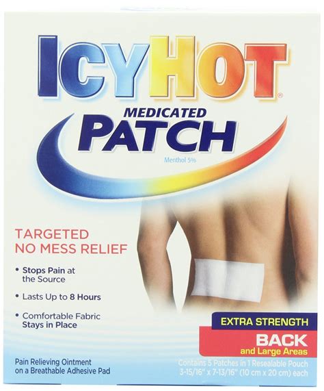 Icy Hot Medicated Patch Menthol 5 Extra Strength For Back And Large