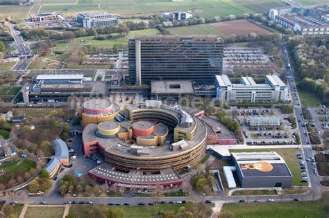 Luftaufnahme Mainz Gebäude der Fernsehsendung ZDF Fernsehgarten in