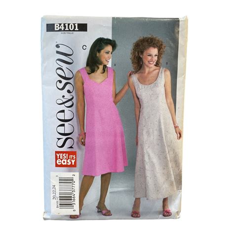 Butterick See And Sew Sewing Pattern Dress Misses Plus Size