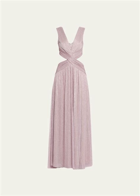 PatBO Lurex Plunge Sleeveless Cutout Maxi Dress Bergdorf Goodman