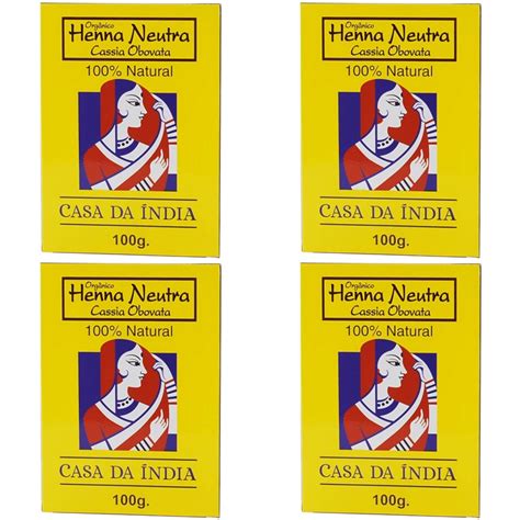 Kit Henna Po Neutra Cassia Obovata Casa Da India Shopee Brasil