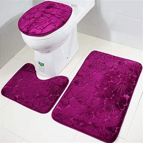 Aisaving 3pcs Non Slip Bath Mat Set Super Soft Pedestal And Bath Rug