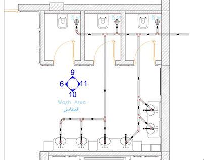 Shop drawing of Plumping plan of wash area in KSA - Nada Mahmoud in 2025