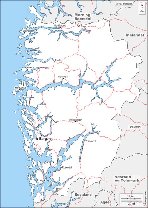 Vestland Mappa Gratuita Mappa Muta Gratuita Cartina Muta Gratuita