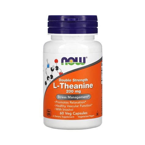 L Theanine Double Strength Cu Inositol 200mg Now Foods 60 Capsule