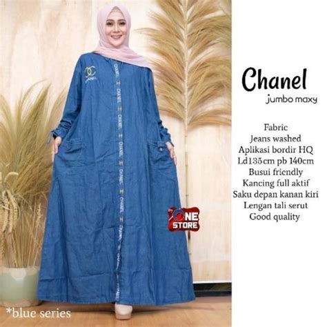 Jual Channel Jumbo Maxy Original Bordir Gamis Jeans Jumbo Ld 130cm