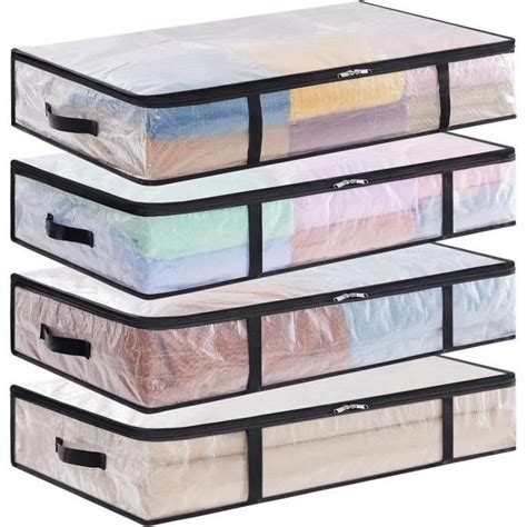 Lifewit Lot De Sac De Rangement Transparent L Boite Rangement Sous