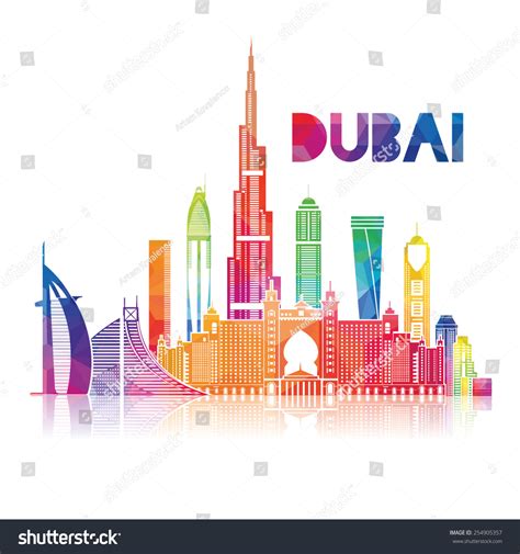 Vector Illustration City Dubai United Arab Stock Vector (Royalty Free ...