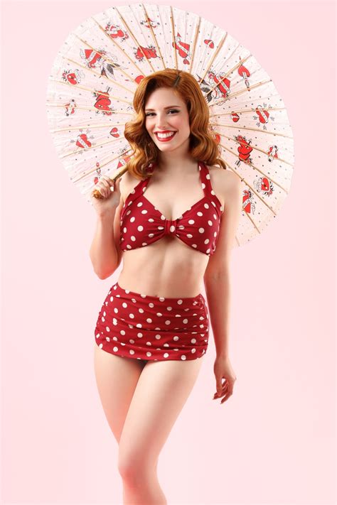 Esther Williams Classic Polka Bikini Pants Ann Es En Rouge Et Blanc