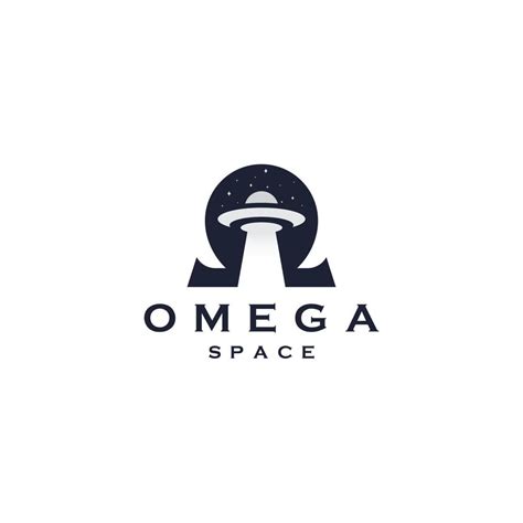 Omega Symbol With Ufo Space Shape Logo Icon Design Template Flat Vector