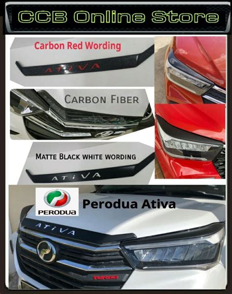 Perodua Ativa Abs Front Bonnet Guard Head Lamp Eyelid Carbon