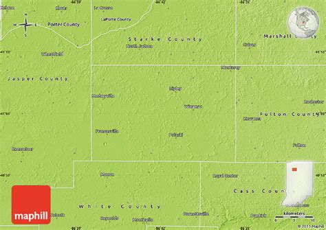 Physical Map of Pulaski County