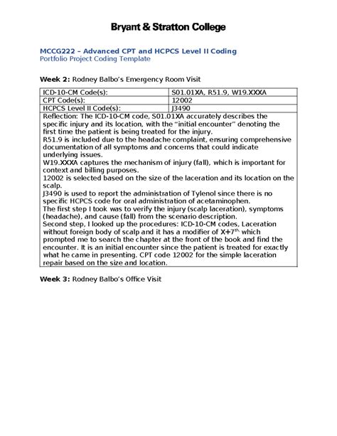 Hershey Portfolio Project MCCG222 Advanced CPT And HCPCS Level II