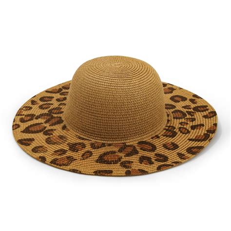 Summer Floppy Hat Wide Brim Leopard Print Fedora Straw Sun Beach Hat