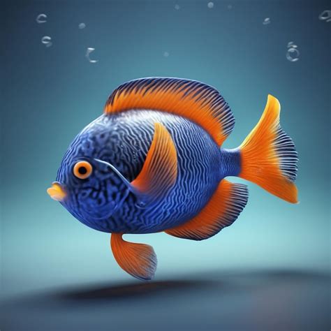 Premium AI Image 3d Render Of A Cute Tropical Fish In An Aquarium On