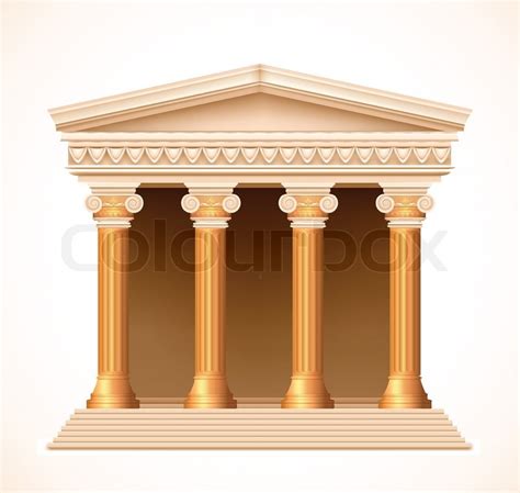 Front View Of An Antique Greek Gold Temple Vector Illustration Stock