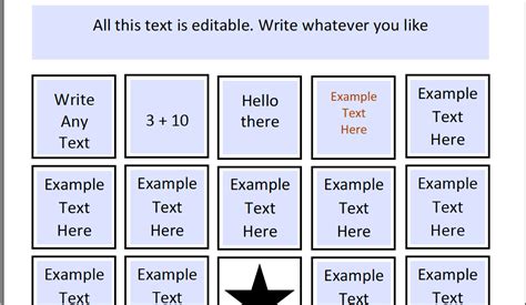 Excel Templates Editable Bingo Board Template