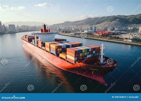 Aerial view of Cargo ship stock illustration. Illustration of cargo ...