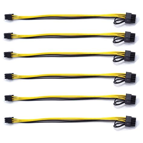 6 Pack 6 Pin Male To 8 Pin 62 Male Pcie Adapter Power Cable Pci Express Extension Cable For