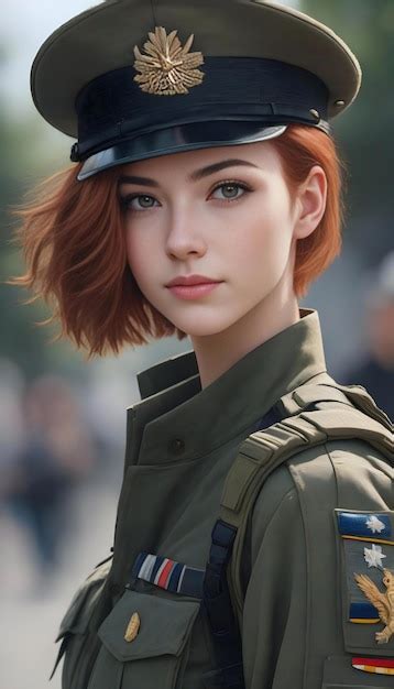 Premium Photo Redhead Girl In A Military Uniform On The Streets Of Kiev