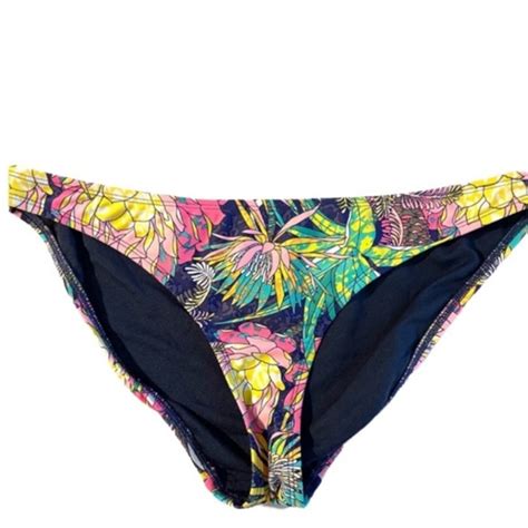 Body Glove Swim Body Glove Navy Floral Bikini Swim Bottom Tropical Sporty Surfer Hawaiian