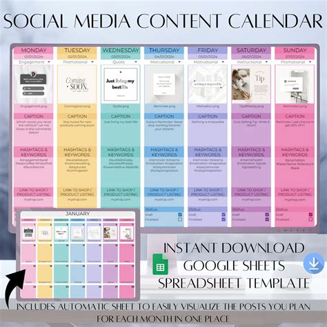Social media content calendar template – Artofit