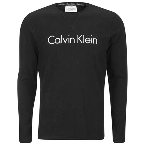 Calvin Klein Mens Comfort Cotton Long Sleeve Crew Neck T Shirt Black