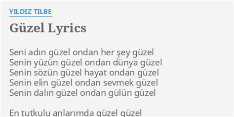 G Zel Lyrics By Yildiz Tilbe Seni Ad N G Zel Ondan