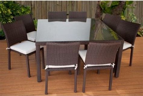 Square 8 Seater Outdoor Dining Table Contemporary Patio Furniture Wicker Dining Set Furniture