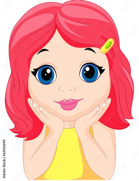 Cute little girl cartoon posing Stock Vector | Adobe Stock