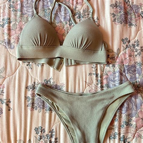 Sage Green Bikini Set Top And Bottoms In Size Depop