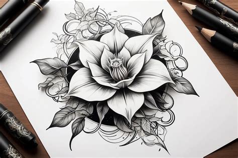 Premium Photo | Datura Tattoo Concept Symbolic Flower Design