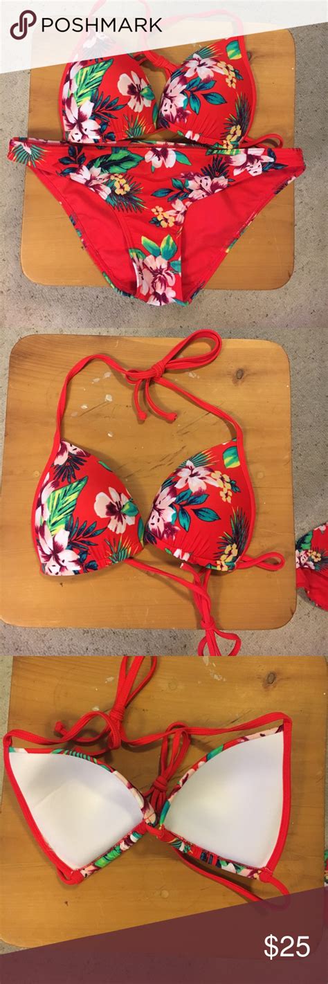 Hollister Bikini Bundle Bikinis Hollister Bikini Red Floral Bikini