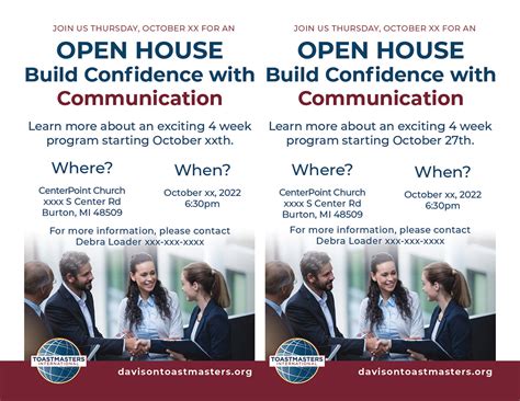 Toastmasters Open House Flyer And Social Media Layout Behance