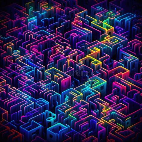 Abstract neon maze stock illustration. Illustration of electronic ...