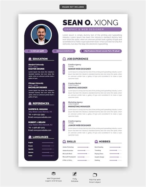 Premium Psd Clean And Modern Resume Portfolio Or Cv Template