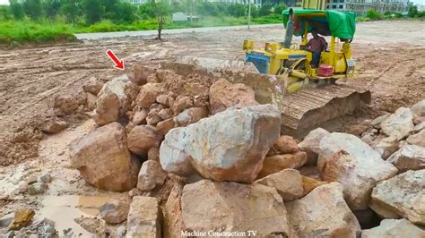 Amazing Powerful Dozer Pushing Big Stone Dump Trucks Dumping Big