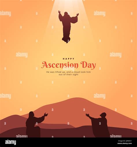 The Ascension Day Of Jesus Christ Vector Illustration Biblical