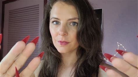 ASMR Brain Melting Long Nail Hand Movements Hair Brushing On Mic