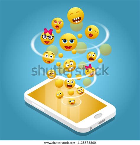 Mobile Phone Emoji Concept Vector Realistic Stock Vector (Royalty Free ...