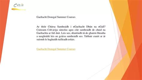 PPT - Gaeltacht Donegal Summer Courses Cnb.ie en PowerPoint ...