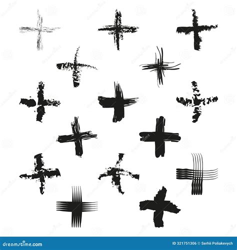 Grunge Cross Icons Rough Brush Strokes Black Vector Elements