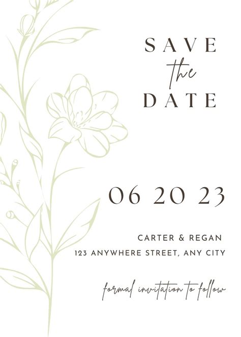 Minimalist Save The Date Template Simple Save The Date Etsy