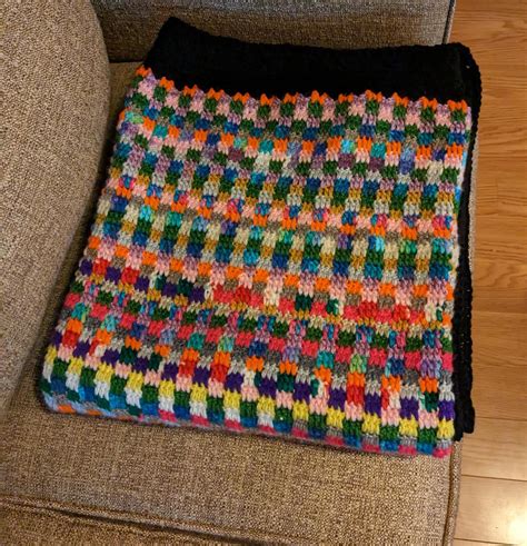 My first Tunisian crochet blanket!! It was a stash-buster of a project ...