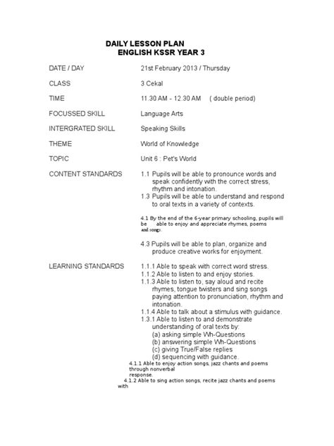 Pdf Lga Daily Lesson Plan Year Kssr Dokumen Tips